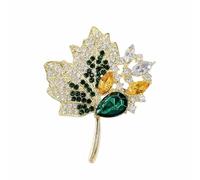 Crystal Maple Leaf Brooch Pin for Women Girls Gold Plated Fashion Rhinestone Oval Teardrop Delicate Brooches Lapel Pins Festival Christma Party Dress Accessories Jewelry, M, Metal, no gemstone