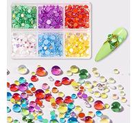 Crystal Mermaid Nail Rhinestones CHANGAR Caviar Round Bead Flatback Nail Rhinestones Iridescent Aurora Round Beads Nail Crystal Diamonds with Storage Organizer Box