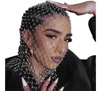 Crystal Mesh Mask Mesh Rhinestone Headband Face Veil Headband Fishnet Headpiece Crystal Nightclub Headwrap