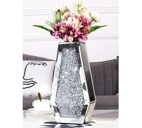 Crystal Mirror Vase with Silver Bling, 70 cm Tall, Decorative Centrepiece for Home