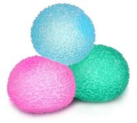 Crystal Mochi Squishy Ball, Textured Sensory Stress Relief Squeeze Ball, Mini Crunchy Stress Ball for Adults, Anxiety Relief & Focus Tool, For ADHD, Autism, and Classroom Use (Blue/Pink/Green, 4CM)