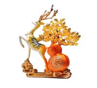 Crystal Money Tree Crystal Money Tree with Deer Figurines, Feng Shui Tree of Life Sculpture, Living Room Desk Citrine Decor Feng shui Crystals Bonsai
