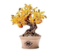 Crystal Money Tree Crystal Tree Bonsai Decoration, Feng Shui Reiki Balancing Home Table Ornament Feng Shui Gem Tree(Beige)