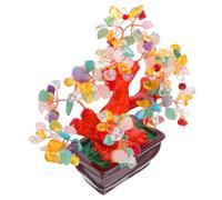 Crystal Money Tree Decoration for Luck, Natural Resin and Crystal Ornament