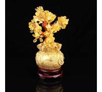 Crystal Money Tree Desktop Ornament Bonsai Style Wealth Decor