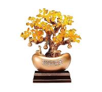 Crystal Money Tree Fortune Citrine Tree Home Ornament, Wealth Prosperity Living Room Office Crafts Feng shui Crystals Bonsai(Gold)