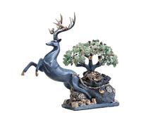 Crystal Money Tree Home Crystal Fortune Tree with Deer Ornament, Detachable Money Feng Shui Decoration Feng shui Crystals Bonsai(Green)