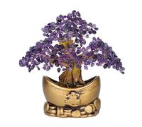 Crystal Money Tree Home Desk Feng Shui Fortune Ornament, Amethyst Citrine Money Tree Decoration Feng shui Crystals Bonsai(Purple)