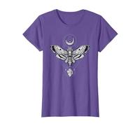 Crystal Moon and Death Moth Tshirt - Mystic Pagan Skeleton T-Shirt