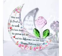 Crystal Moon and Flower Retirement Gifts for Women Glass Retired Presents for Colleagues Friends Going Away Happy Retirement Keepsakes for Her Leaving Home Ornaments