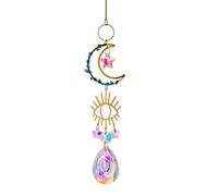 Crystal Moon Palm Drop Star Sun Catchers,Prisms Suncatchers for Windows for Hanging Glass Rainbow Suncatcher Glass Crystal Suncatcher Pendant Feng Shui Wedding Home Window Ornament (blue cyrstal eye)