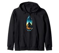 Crystal Mountain Reflection Abstract Artwork Zip Hoodie