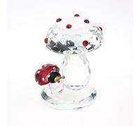 Crystal Mushroom Ladybug Figurine Ornament with Rhinestones,Glass Art Mushroom Craft Valentine's Day Gift Decor for Home Office Garden Christmas Party (Multicolor)