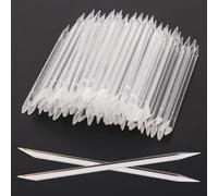 Crystal Nail Art Cuticle Pusher Sticks, 100PCs Disposable Double-Sided Cuticle Remover Set Hygienic Nail Pusher Tool for Manicure and Pedicure Nail Cleaning Cuticle Stick (Clear)