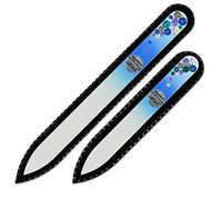 Crystal Nail File - Mont Bleu Set of 2 Crystal Nail Files Hand Decorated with Crystals from Swarovski - Handmade Gifts - Czech Tempered Glass - Premium Fingernail File for Natural Nails