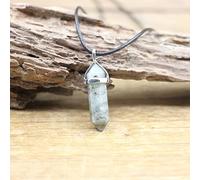Crystal Natural Hexagonal Bullet Pendants Necklace,Chakra Quartz Lapis Amethysts Charms Women Jewelry,Labradorite