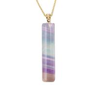 Crystal Necklace - 6cm Statement Fluorite Monolithic Pillar Pendant, Large Earth Born Mineral Obelisk Jewelry, Protective Healing Crystal Core With Chain | Rainbow Fluorite