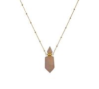 Crystal Necklace,Adjustable Cbead Chain High-End Natural Gemstone Crystal Hexagonal Perfume Bottle Pendant Necklace,Energy Jewellery for Women Rose Quartz