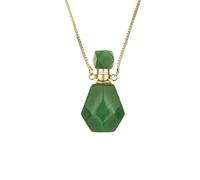 Crystal Necklace,Adjustable Chain High-End Fashion Natural Gemstone Crystal Perfume Bottle Pendant Necklace,Energy Jewellery for Women Green East Tomb