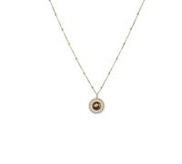 Crystal Necklace,Adjustable Chain High-End Inlaid Natural Gemstone Crystal Hollow Round Pendant Necklace,Energy Jewellery for Women Black Shell