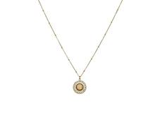 Crystal Necklace,Adjustable Chain High-End Inlaid Natural Gemstone Crystal Hollow Round Pendant Necklace,Energy Jewellery for Women Sunstone