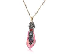 Crystal Necklace,Adjustable Chain Niche Design Fashion Natural Gemstone Crystal Multi-Colored Rhinestones Pendant Necklace,Energy Jewellery for Women Powder