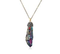 Crystal Necklace,Adjustable Chain Niche Design Fashion Natural Gemstone Crystal Multi-Colored Rhinestones Pendant Necklace,Energy Jewellery for Women Seven Colors