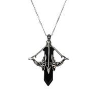 Crystal Necklace,Adjustable Chain Retro Niche Design Natural Gemstone Crystal Sword-Shaped Cupid'S Arrow Pendant Necklace,Energy Jewellery for Women Men Black Agate
