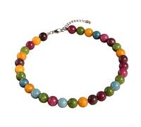 Crystal Necklace,Adjustable Lobster Clasp High-End 12Mm Natural Gemstone Crystal Beaded Necklace,Energy Jewellery for Women Rainbow Tourmaline