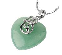 Crystal Necklace,Adjustable Lobster Clasp High-End Light Luxury Natural Gemstone Crystal Imitation Leaf Heart-Shaped Pendant Necklace,Energy Jewellery for Women Green Aventurine