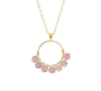 Crystal Necklace,Adjustable Lobster Clasp High-End Light Luxury Natural Gemstone Crystal Round Bead Pendant Necklace,Energy Jewellery for Women Strawberry Quartz