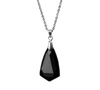 Crystal Necklace,Adjustable Lobster Clasp High-End Natural Gemstone Crystal Faceted Teardrop Pendant Chain Necklace,Energy Jewellery for Women Black Agate