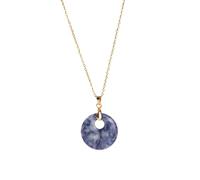 Crystal Necklace,Adjustable Lobster Clasp High-End Niche Design Natural Gemstone Crystal Round Agogo Pendant Necklace,Energy Jewellery for Women Blue Stripes