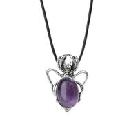 Crystal Necklace,Adjustable Lobster Clasp Waxed Cord High-End Fashion Natural Gemstone Crystal Spider-Shaped Pendant Necklace,Energy Jewellery for Women Men Amethyst