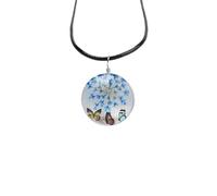 Crystal Necklace,Adjustable Lobster Clasp Waxed Cord Niche Design Natural Crystal Round Starry Night Butterfly Pendant Necklace,Energy Jewellery for Women Men Dark Blue