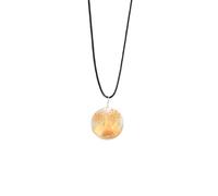 Crystal Necklace,Adjustable Waxed Cord Niche Design High-End Natural Crystal Round Dried Flower Pendant Necklace,Energy Jewellery for Women Men Orange