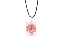 Crystal Necklace,Adjustable Waxed Cord Niche Design Natural Crystal Rectangle Starry Sky Pendant Necklace,Energy Jewellery for Women Men Red