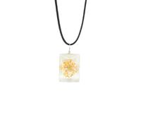 Crystal Necklace,Adjustable Waxed Cord Niche Design Natural Crystal Rectangle Starry Sky Pendant Necklace,Energy Jewellery for Women Men Orange