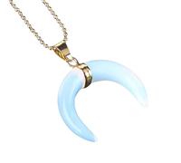 Crystal Necklace For Women Tree Of Life Wire Wrapped Crescent Moon Pendant Necklace Healing Crystal Pendant Gold Chain Spiritual Jewellery Witchy Gothic Gifts For Women Opal