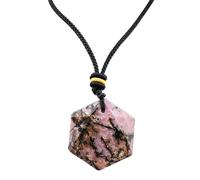 Crystal Necklace, Pendant Necklace, Gemstone Pendant Necklace, Hexagon Crystal Necklace, Adjustable Cord Necklace in Amethyst, Tiger Eye and Chakra Styles, One Size, Acetate, No Gemstone