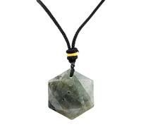 Crystal Necklace, Pendant Necklace, Gemstone Pendant Necklace, Hexagon Crystal Necklace, Adjustable Cord Necklace in Amethyst, Tiger Eye and Chakra Styles, One Size, Acetate, No Gemstone