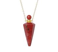 Crystal Necklaces For Women Men Natural Stone Point Cone Pendant Necklace With Gold Chain Perfume Bottle Pendant Reiki Healing Crystal Jewellery Gifts Red Jasper