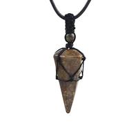 Crystal Necklaces For Women Men Wire Wrapped Natural Stone Cone Pendant Necklace With Black Adjustable Rope Healing Crystals Handmade Jewellery Gifts Indian Agate