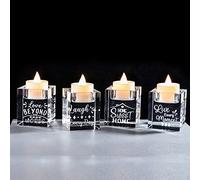 Crystal New Home Tea Light Candle Holders Housewarming Gifts for Friends Sweet Home New House Presents for Family, Decorative Ornaments for Table Centrepiece