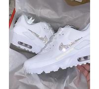 Crystal Nike Air Max 90's in White with Customised Swarovski Crystal Nike Ticks