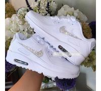 Crystal Nike Air Max 90's in White with Customised Swarovski Crystal Ticks ♡