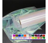 Crystal Organza Tulle Fabric Roll, 30cm x 45m Sheer Silky Shiny Netting Spool for Wedding Party Decoration Bridal Shower Table Runner (Iridescent Pearl White)