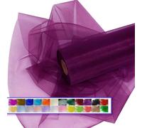 Crystal Organza Tulle Fabric Roll, 30cm x 45m Sheer Silky Shiny Netting Spool for Wedding Party Decoration Bridal Shower Table Runner (Purple)