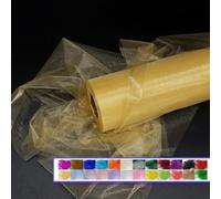 Crystal Organza Tulle Fabric Roll, 30cm x 45m Sheer Silky Shiny Netting Spool for Wedding Party Decoration Bridal Shower Table Runner (Gold)
