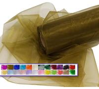 Crystal Organza Tulle Fabric Roll, 30cm x 45m Sheer Silky Shiny Netting Spool for Wedding Party Decoration Bridal Shower Table Runner (Khaki Green)